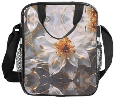 WZYCWB Gigli bordati con oro trasparente borsa a tracolla borsa pranzo con cerniera e tracolla per donne uomini lavoro shopping