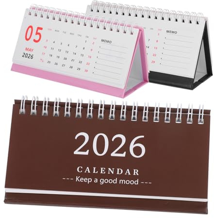 Mobestech 3 Stück Teiliges Mini Tischkalender Kompakter Englischer Tagesplaner Ästhetisches Schreibtischzubehör in Kaffee und Schwarz für Büro Zuhause und Studium