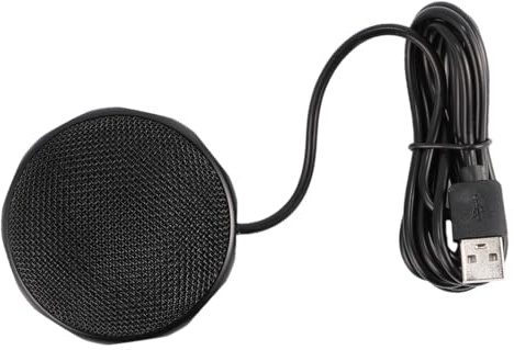 AUTSUPPL USB, Metal and Plastic Material Omnidirectional Conference Microphone and Noise Filtering 360 Degree Pickup with Built-in Sound Card, 0.5-2m Pickup for Meeting and Conference Use