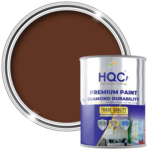 HQC Barn Paint - Leaf Brown - 1 Litre Quick-Drying Outdoor Furniture & Garden Fence Wood Paint