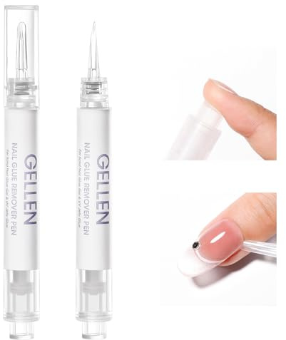 Gellen Stylo Dissolvant Colle Faux Ongles Remover Pour Vernis à Ongle 2PCS | Sans Acétone, Remover Pour Vernis à Ongle, Colle Gel Solide, Faux Ongles Adhésif et Capsule Americaine, Pas Pour Vernis UV