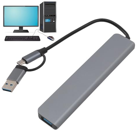 8 in 1 USB C Hub, 3.5mm Sound Interface Aluminum Alloy Ethernet Hub Multifunctional Card Reader USB 3.0 Docking Station for Phone Tablet