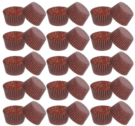TOMETURE Moldes de Papel Resistentes Grasa para Cupcakes Marrones 500 Capacillos para Horno Perfectos para Magdalenas y Fiestas como Showers