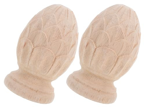 SEWACC Chapiteaux de Balustres en Bois Inachevés, Ornement Sculpté Main D'ananas, Lot de 2 Pièces, Décoration Élégante pour Villas et Maisons