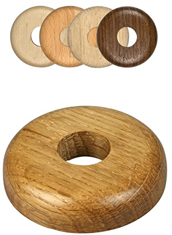 FUX 2 Stück Einzel Heizungsrohr Rosette, 15mm - 22mm, Rohrabdeckung, Abdeckrosetten, Verkleidung, Heizkörper Rosetten, Holz, Parkett, Holzrosetten (19mm, Eiche)