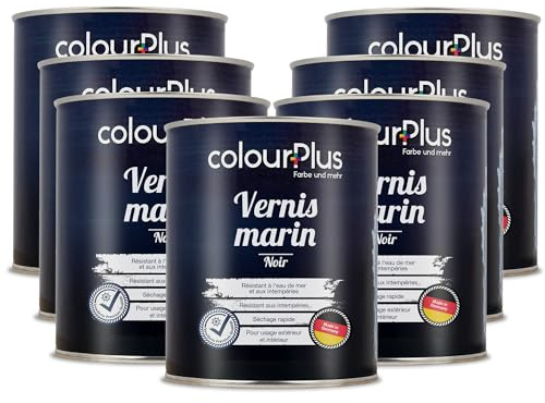 ColourPlus Vernis Marin 7 x 750 ml - Noir - Vernis bois extérieur brillant, résistant à l'eau et intempéries | Pour bateaux, fenêtres, meubles et jardin | Résistant aux UV