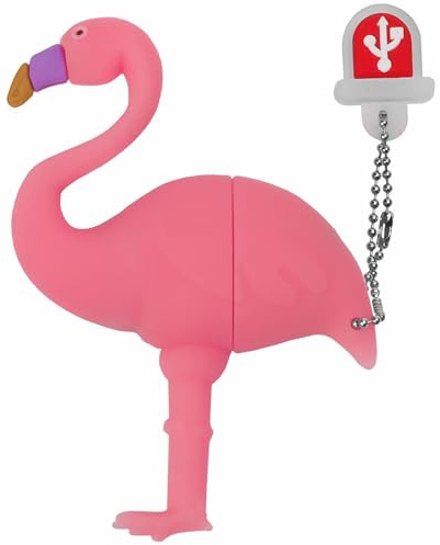 BORLTER CLAMP Cute USB Flash Drive Flamingo-Shaped with Lanyard 32GB Novelty Memory Stick Pen Drive