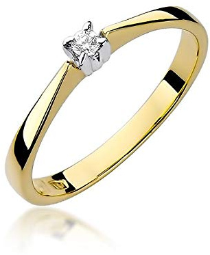 Damen Solitär Versprechen Ring Verlobungsring Antragsring 585 14k Gold Gelbgold natürlicher echt Diamant Brillanten
