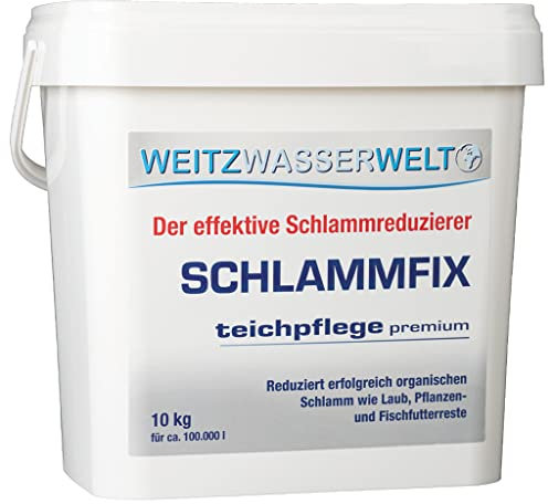 SCHLAMMFIX - Teichschlammentferner mit Sofort-Wirkung durch Aktivsauerstoff - Teichboden Reiniger effizient und schonend - Teichklar für Gartenteich oder Naturpool - 10 kg für bis zu 100.000 l