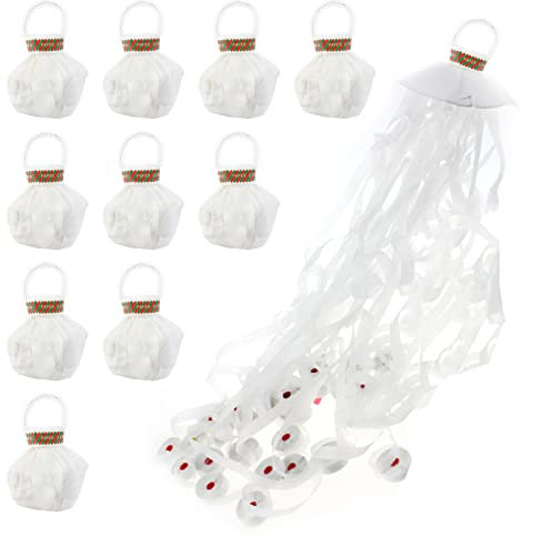 URROMA Serpentinas para fiestas, 10 unidades de serpentinas blancas para lanzamiento a mano, sin ensuciar, para cumpleaños, boda, graduación, fiestas, espectáculos