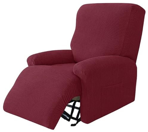 ZYYH Stretchhusse fuir Relaxsessel Komplett Braun 4 Stück,Stretch Sesselschoner für Fernsehsessel Relaxsessel Bezug Jacquard Sesselbezug,Split Schutzhülle (Color : J)