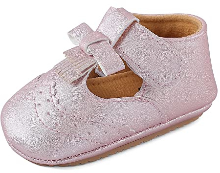 LACOFIA Babyskor flickor pojkar T-bar kardborreband sneakers halkfria löparskor, F rosa T-spänne, 12-15 månader