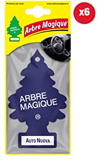 Arbre Magique Mono, Profumatore Auto, Fragranza Auto Nuova, Profumazione Intensa e Strutturata, Durata fino a 7 Settimane, Made in Italy, Confezione da 6 Pezzi