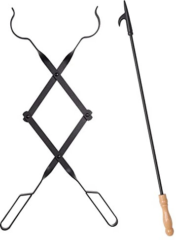 2pcs FeuerHaken, Feuerzange, Kaminbesteck, Heim Kamin, Feuer machen das Werkzeug im Freien (2pcs Haken+Zange)