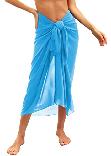 Svanco Pareo Damen Sarong Strand Wickeltuch Bikini Cover Up Beachwear | Leichter Atmungsaktiver Chiffon, Zum Binden Knüpfbar, Vielfältige Trageweisen, Einheitsgröße Für Strand