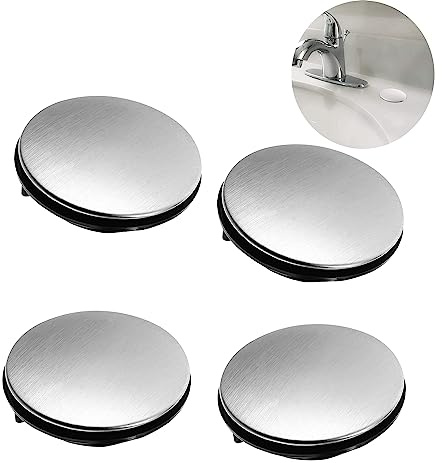 4-Pack Stainless Steel Sink Tap Hole Covers, Faucet Hole Plug with Gasket, Rust-Resistant Sink Stopper Cover for Kitchen and Bathroom Sinks (Suitable for 28-38mm Holes) | Rust-Resistant Sink Stopper Cover for Kitchen and Bathroom Sinks (Suitable for 28-38mm Holes)