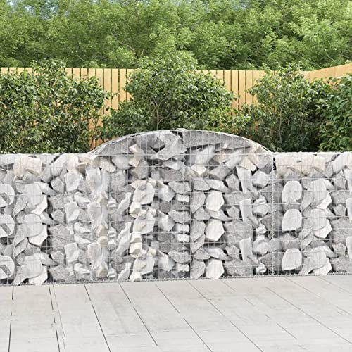 GuyAna Gabionen mit Hochbogen 3 STK. 300x30x100/120cm Verzinktes Eisen WasserzapfsäUle Garten Pflanzsteine Beton Garten Stapelbar Gabionen Zaun Gabionen ZaunGabionen