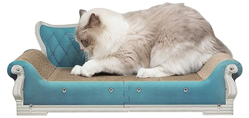 Kidding Pets Cat Sofa Shape Scratch Pad for Large Medium Small Indoor Cats,Larger-Sized Recyclable Reversible Cardboard Cat Couch for Resting Claw Grinding and Playing