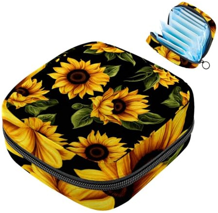 VTGHDEEQ Sanitary Napkin Storage Bag,Period Bag,Art Style Sunflower,Sanitary Bags for Feminine Products