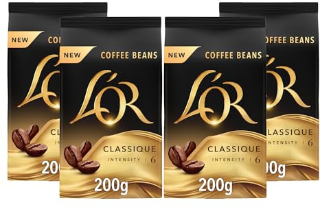 L'OR Classique Coffee Beans 200g Intensity 6, Medium Roast (4 x 200g, 800g Total)