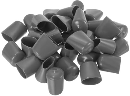 sourcing map 50pcs Rubber End Caps 20mm ID Vinyl PVC Round Tube Bolt Cap Cover Screw Thread Protectors Dark Grey