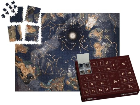 puzzleYOU: Puzzle-Adventskalender | „Karte der Sterne mit Sternenbildern“ – aus der Puzzle-Kollektion Astronomie