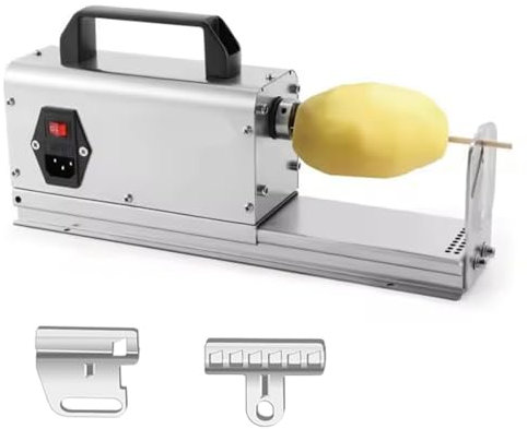 guoyjmm Cortadora de Patatas Fritas eléctrica, cortadora de Patatas Twister automática, cortadora de Patatas en Espiral eléctrica de Acero Inoxidable, máquina de Torre de Patatas en Espiral