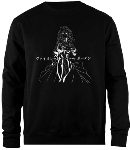 Udaytee Violet Evergarden Character Anime Sweat-Shirt Unisexe Noir À Coupe Simple