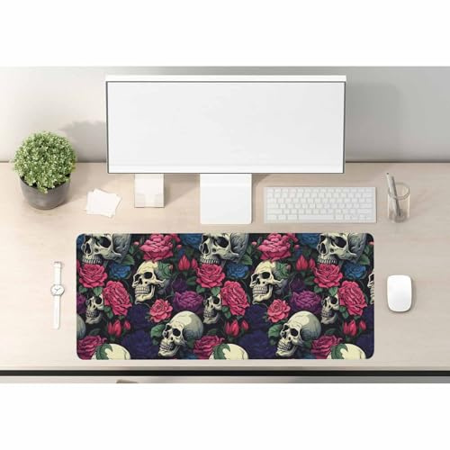 Woutay Mousepad,Rose Skull,Gaming Mouse Pad,Cool Desk Pad for Keyboard and Mouse