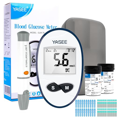 Diabetes Testing Kit Blood Glucose Monitor Meter Blood Sugar Tester with 50 Test Strips and 50 Lancets - for UK Diabetics in mmol/,Home Use