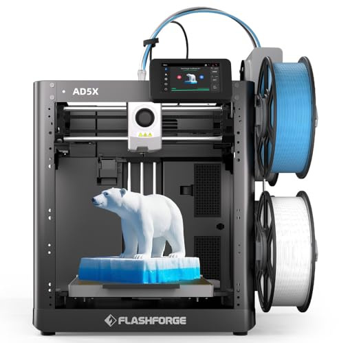 FLASHFORGE AD5X 3D Printer,Multi-Color 3D Printer with IFS,Fully Auto Leveling with Max 600mm/s High Speed Printing and Max 300°C Nozzle,Large Printing Size 220 * 220 * 220mm