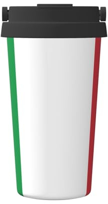 WXXWXD Tasse à café portable de grande capacité avec drapeau italien – 12 heures de conservation de la chaleur et du froid, convient pour les voitures, les bureaux, etc.