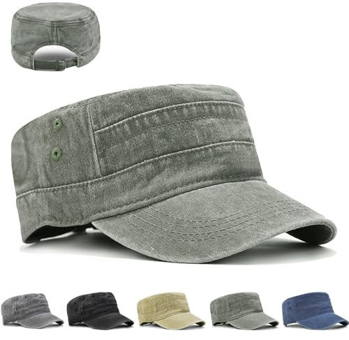 LUKIUP Casquette Militaire Homme Style, Casquettes de Baseball Homme, Bonnets et Chapeaux Homme, Réglable Plat Chapeau pour Sports et Extérieur