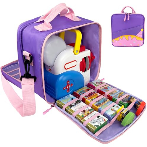 Carrying Case Compatible with Little Tikes Story Dream Machine Books Starter Set，Kids Toys Storage Case for Little Tikes Storybook, Audio Play, Character ,with Handle and Shoulder Strap (purple)