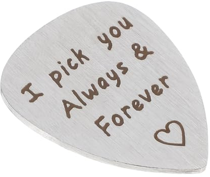 HONITANO Personalisierte Plektrum Kette aus Titanstahl mit Gravur „i Pick You“ Silber Robust für Gitarre Bassgitarre und Schmuckanhänger