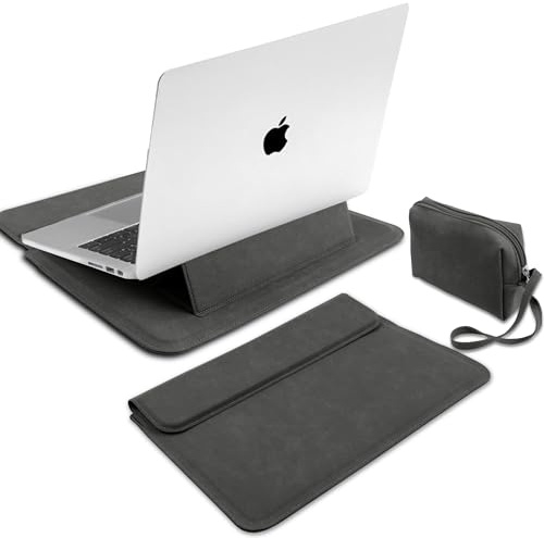 MiRowy 15-16 Zoll Laptop Sleeve Laptophülle, mit Standfunktion Laptoptasche, für MacBook Pro 16 (M5~M1, Pro/Max), MacBook Air 15 Zoll (M5~M2), für Samsung, XPS, Lenovo, HP 15-16 (Grau)