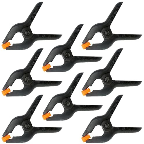 8 Pack 6 Inch Plastic Spring Clamps, Big Clips Heavy Duty, Large Spring Clamps for Woodworking, Backdrop Stand, Crafts, Photography, Banner, Balloon Arch Garland Clips, Strong Clamp with Soft Tips
