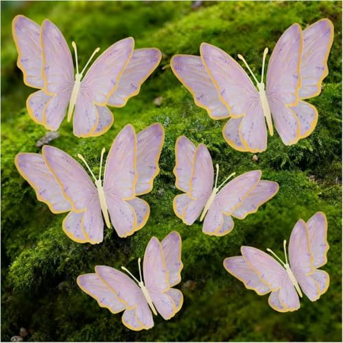 Giant 3D Metallic Gold Butterfly Wall Decor, 10-20 Oversized Hollow-Out Paper Butterflies for Wedding Backdrop, Storefront Display & Luxury Nursery Art (Purple)