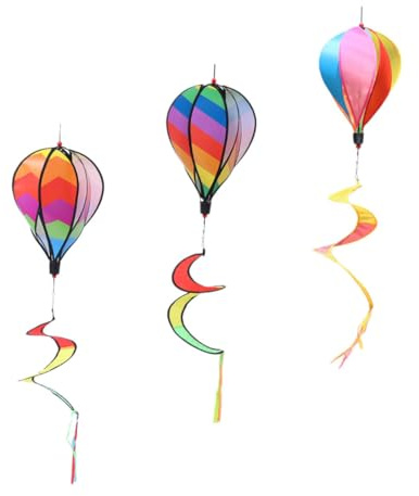 Levemolo Décorations De Moulin à Vent De Montgolfière Colorée Pour Jardin Extérieur, Lot De 3 Pièces Modèle En Spirale, Dimensions Compactes, Rotation Fluide Suspendre, Résistant à L’usure Intempéries