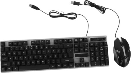 Tofficu Kit Teclado Ratón Gaming con Cable Diseño Ergonómico y Teclas Flotantes Retroiluminación LED para Ordenador Resistente Líquidos Cómodo Uso Prolongado