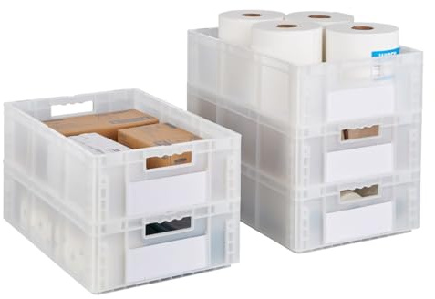 SCHÄFER SHOP Euroboxen 5 Stück, transparent & stapelbar, 60x40x17 cm, Eurobox aus PP, Euro Stapelbox 30,8 L, Aufbewahrungsbox, Kiste ohne Deckel, Eurobehälter, Transportkiste