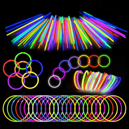 Kangtaixin 100 Bastoncini Luminosi con 100 Connettori, Braccialetti Fluorescenti Multicolore per Feste, Compleanni, Carnevale, Festival ed Eventi