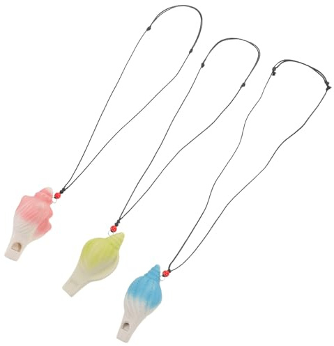 BESPORTBLE Lot de 3 Sifflets à Eau en Céramique Conque Colorés Rose Bleu et Vert – Sifflets Jouets Musicaux Sonores pour Fêtes d'Anniversaire Décorations de Carnaval – Dimensions 75 X 38