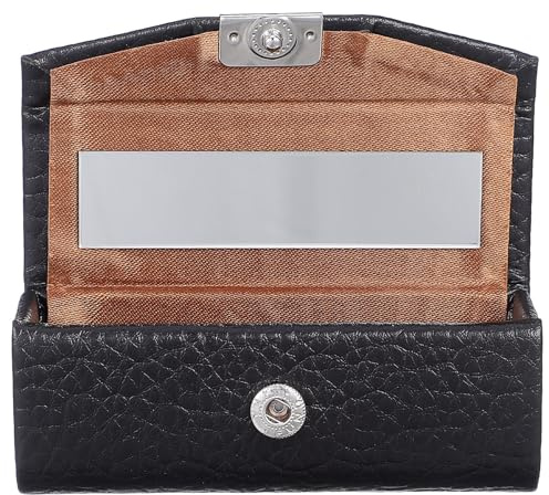 Homoyoyo Porte-Rouge Étui Portable et Protecteur en PU Noir à Individuel Miroir à Design Élégant et Compact pour Maquillage Quotidien pour Femmes