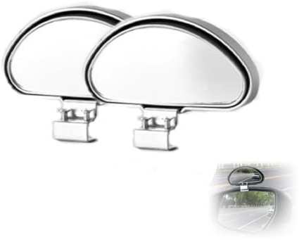 Biglumin 2pcs Espejo Punto Ciego Espejo Retrovisor Exterior Coche retrovisor ajustable multiángulo Punto ciego,marcha atrás Compatible con camiones,SUV,furgonetas escuelas de conducción (Plateado)