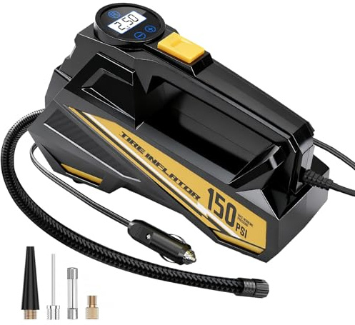 Victool Digital däckpump med LED-ljus, 150 PSI elektrisk luftpump bil, bärbar luftkompressor för bilar, motorcyklar