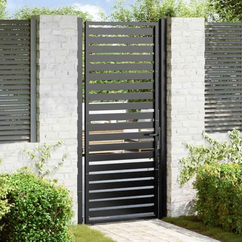 Lumanois Puerta de jardín con Cerradura de Aluminio Negra 100x200 cm,Bricolaje,Vallas de jardín,Puertas de jardín,21.2kg-42004150