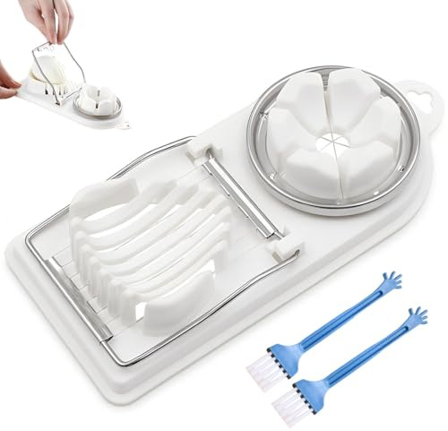 BIKPRST Eierschneider, Inklusive 2 Reinigungsbürsten, Schneidet Eier In Perfekte Gleichmäßige Scheiben Ohne Zerbröseln Des Eigelbs, Einfache Reinigung, Ideal Für Frühstück, Salate Und Garnituren