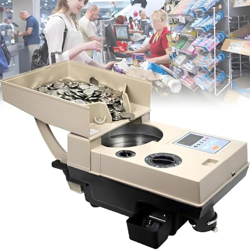 Elektrischer Münzzähler & Sortierer, Hochgeschwindigkeits-Automatischer 1200 Münzen/Minute, 2000 Münzkapazität, tragbare Bargeldhandling-Lösung für effizientes Sortieren und Verpacken