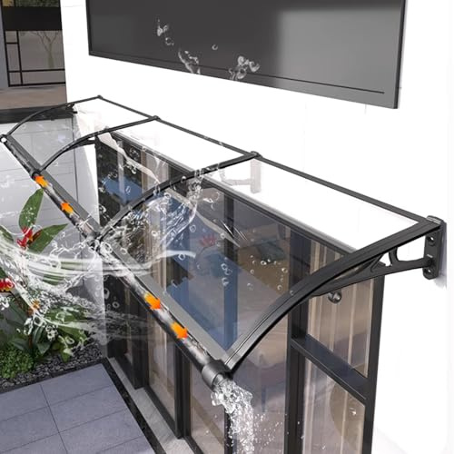 Modern dörrbaldakin 80 x 350 cm, polycarte och aluminium väderskydd, tungt du ingångsskydd, stöder 300 kg, slish-skydd för hementréer